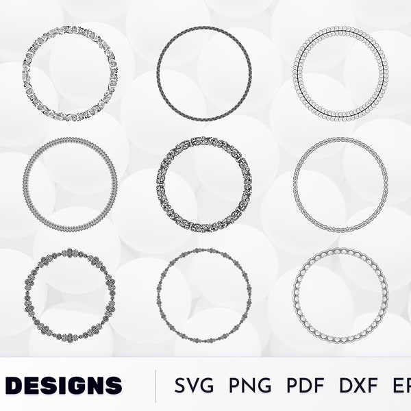 Circle Frame SVG, Circle Monogram Frame Svg, Circle Svg, Floral Wreath Svg, Frame Svg, Distressed Circle Frame, Decorative Frame SVG