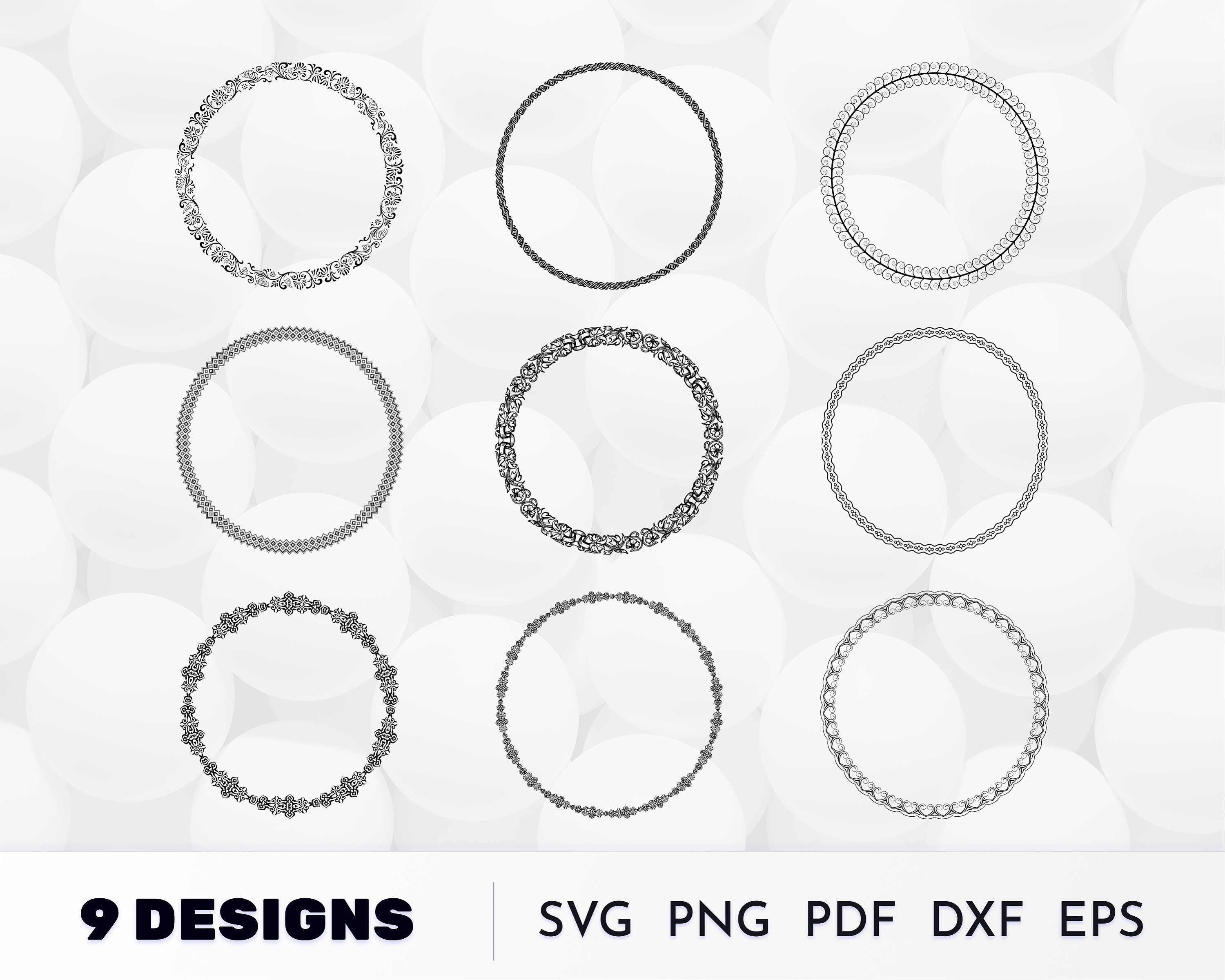 Circle Frame SVG, Circle Monogram Frame Svg, Circle Svg, Floral Wreath Svg,  Frame Svg, Distressed Circle Frame, Decorative Frame SVG 
