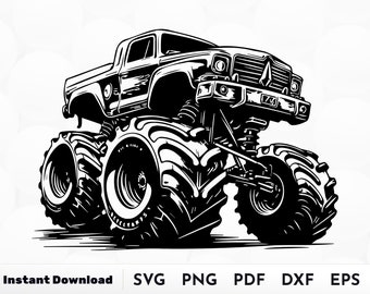 Monstertruck SVG, Jam Truck SVG, LKW Silhouette, LKW Umriss, Schablone, Monstertruck PNG, Vinyl Aufkleber SVG, Silhouette Cricut