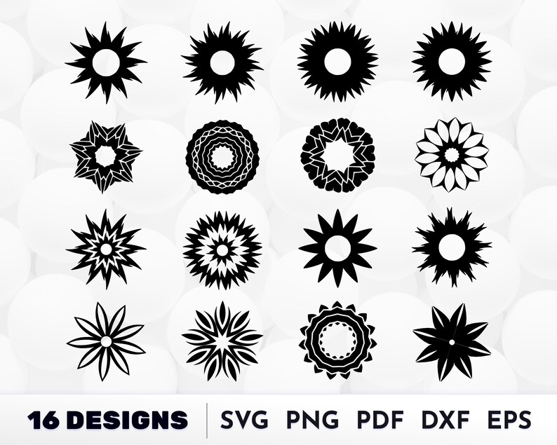 Flower Shapes Cut Files SVG Flowers Shape Clipart Retro Etsy