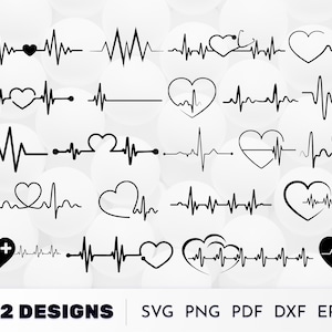 Heartbeat SVG bundel, verpleegkundige SVG, EKG SVG, SVG-bestanden voor de cricut, gezondheidszorg SVG, hartslag SVG, hartslag clipart, hartslag lijn SVG