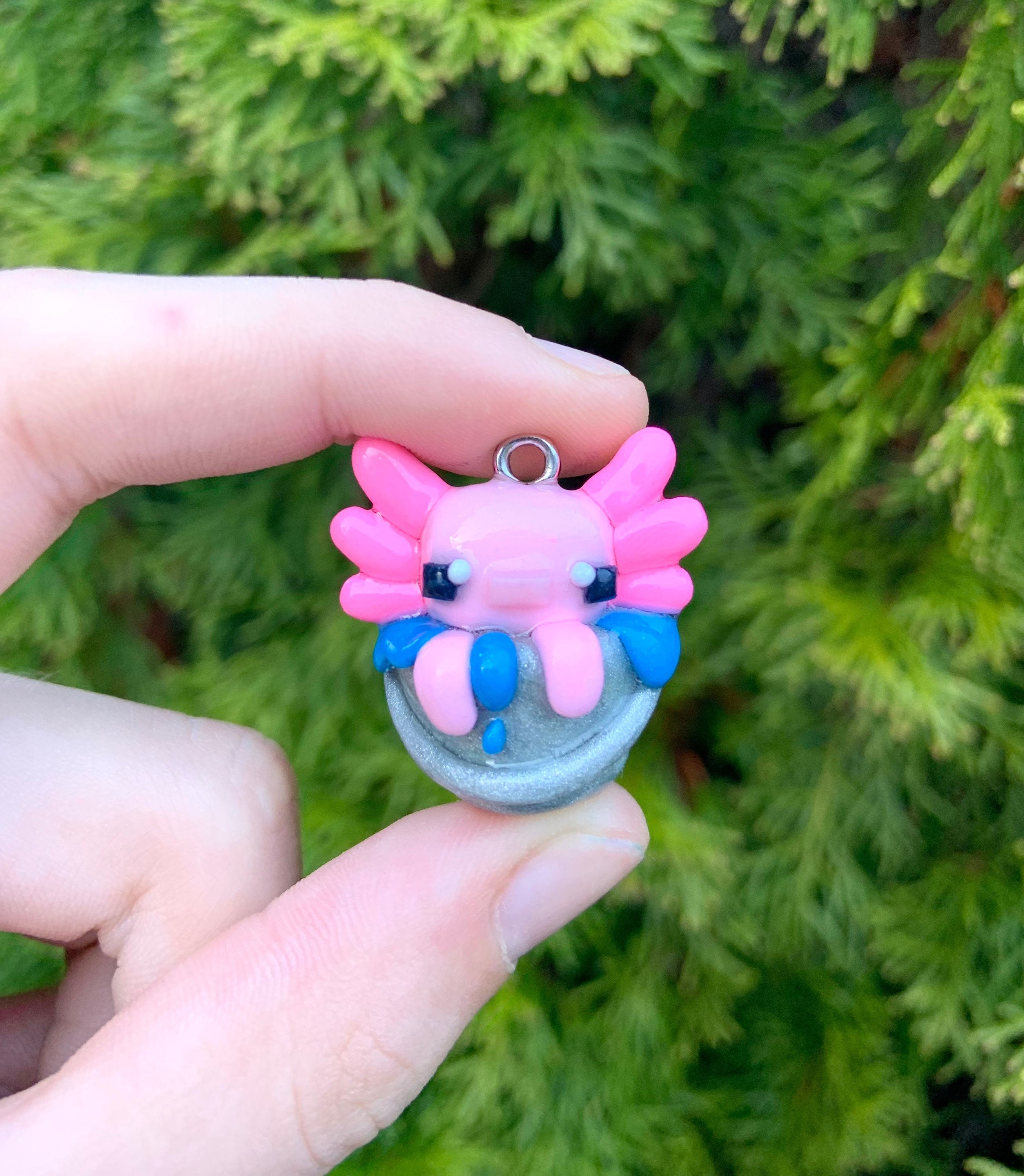 Polymer Clay Minecraft Axolotl in a Bucket Charm 