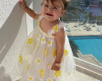 yellow party dress for baby girl