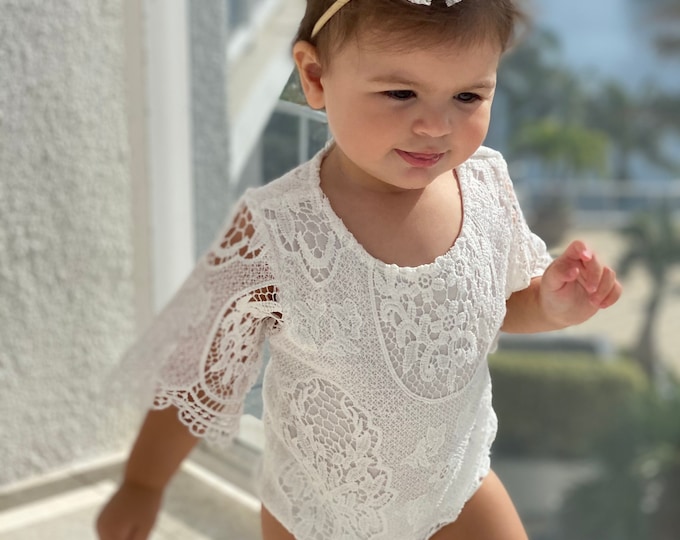 Baby Girl Romper With Lace Toddler Girl Romper Outfit With Etsy