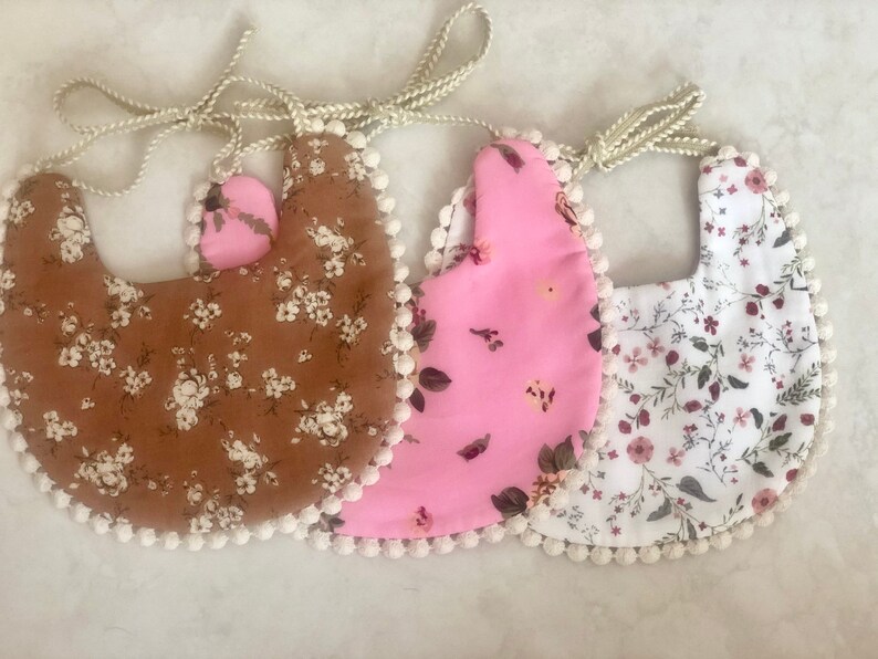 Three baby bibs baby shower gift gift baby girl Baby bib 3 PACK baby bib- Baby Drool bibs SET newborn gift Boho baby bibs