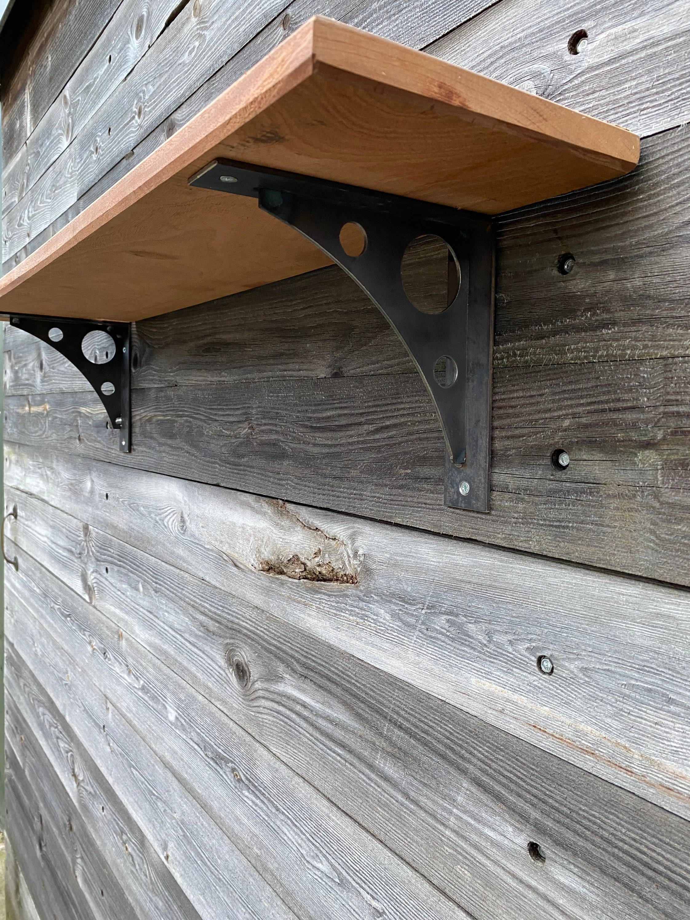 Rustic Industrial style metal shelf bracket scaffold board live