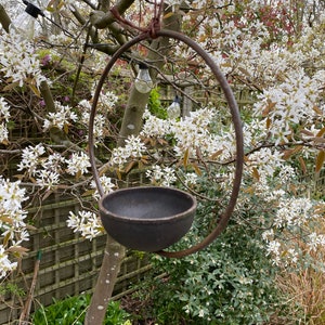Hanging bird feeder, rustic