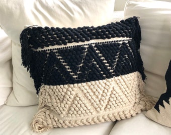 Monochrome Woven cushion cover. 45 cm x 45 cm
