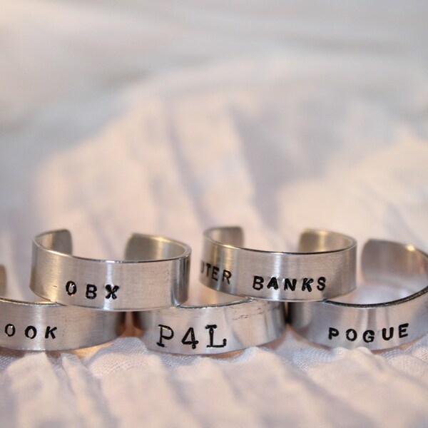 Outer Banks OBX Hand Stamped Rings - Adjustable