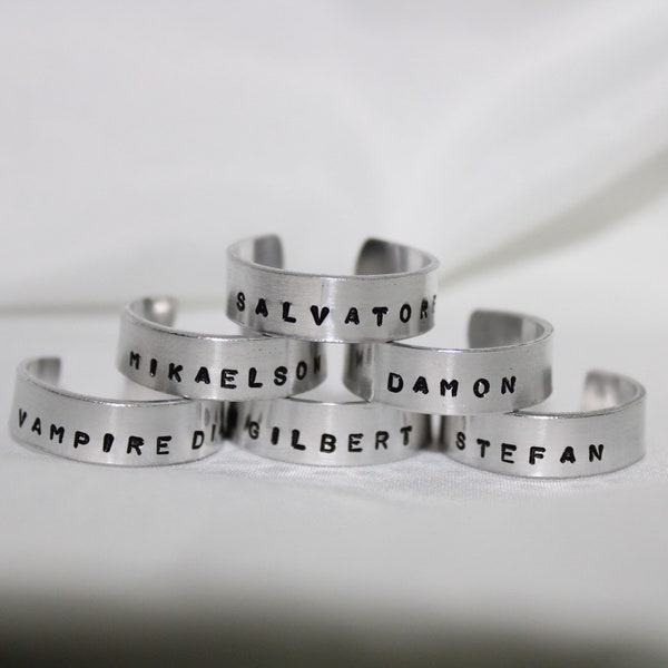 TVD Hand Stamped Name Ring - adjustable