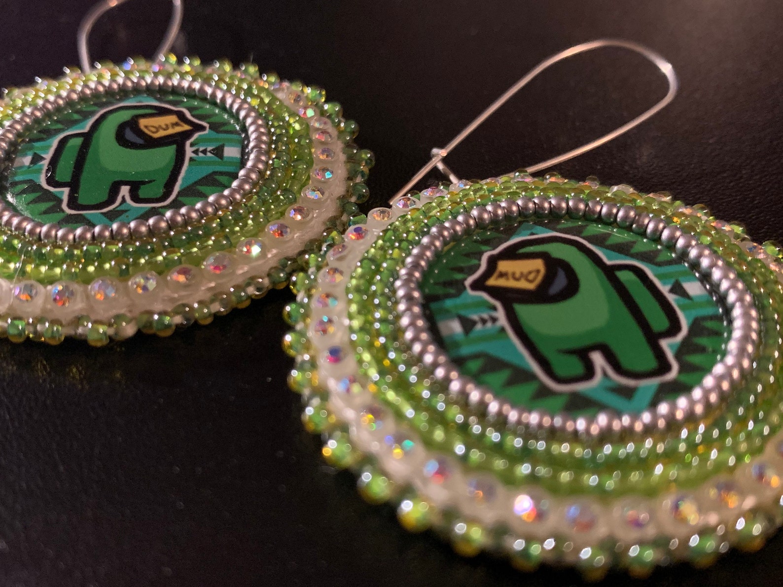 Native Among Us Beaded Cab earrings Etsy