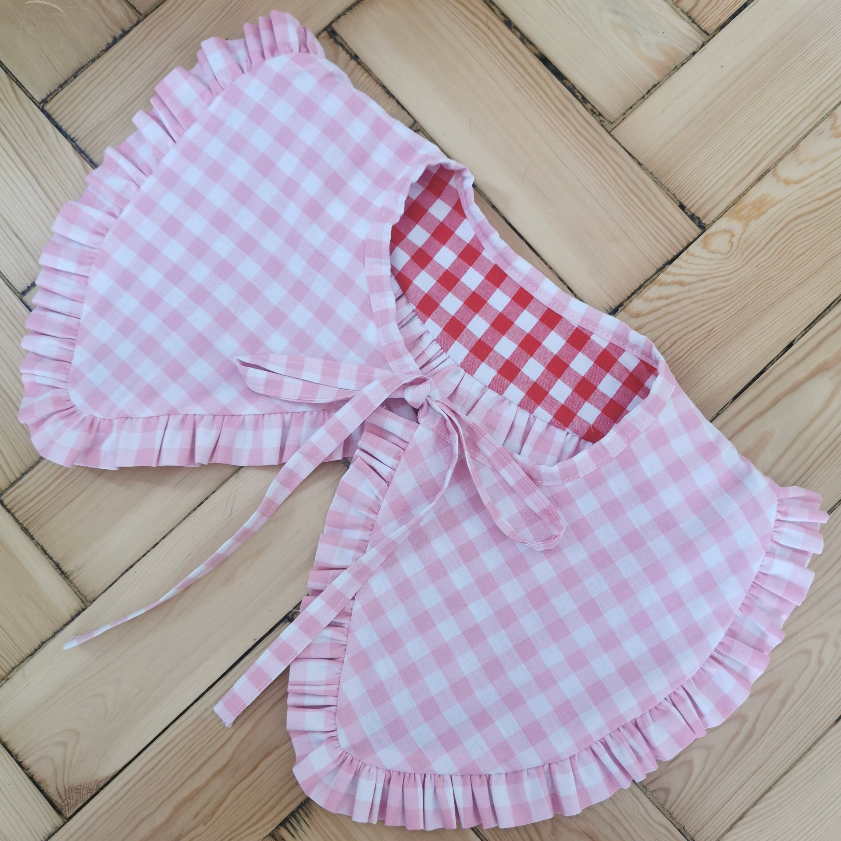 Oversized ruffled detachable & reversible collar in red and Etsy