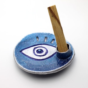Ceramic Palo Santo Holder: Eye Symbol Design, Free Incense