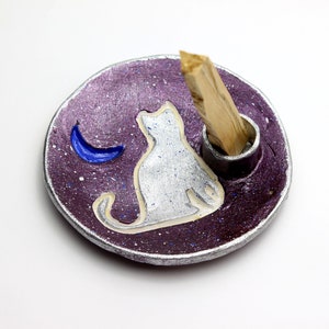 Cat Palo Santo Holder: Ceramic Incense Burner, Spiritual Gift