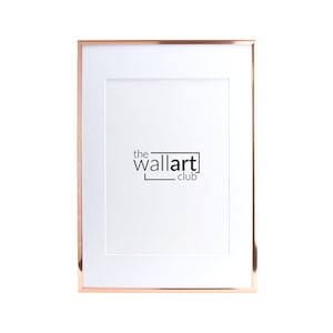 Thin Rose Gold Photo Frame with thick white mount, Copper Colour Picture Frames in sizes A2 A3 & A4