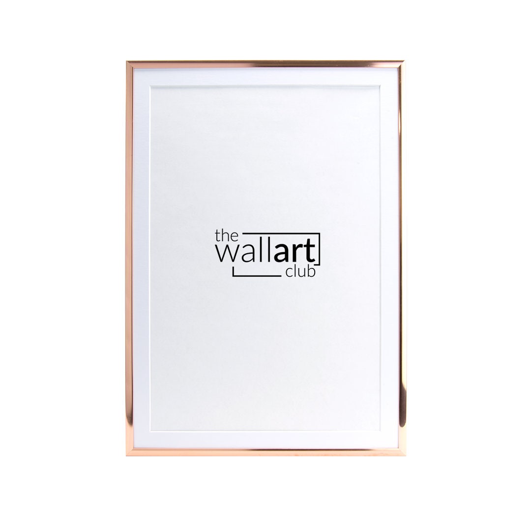 Thin Rose Gold Photo Frame With Thin White Mount, Copper Colour Picture