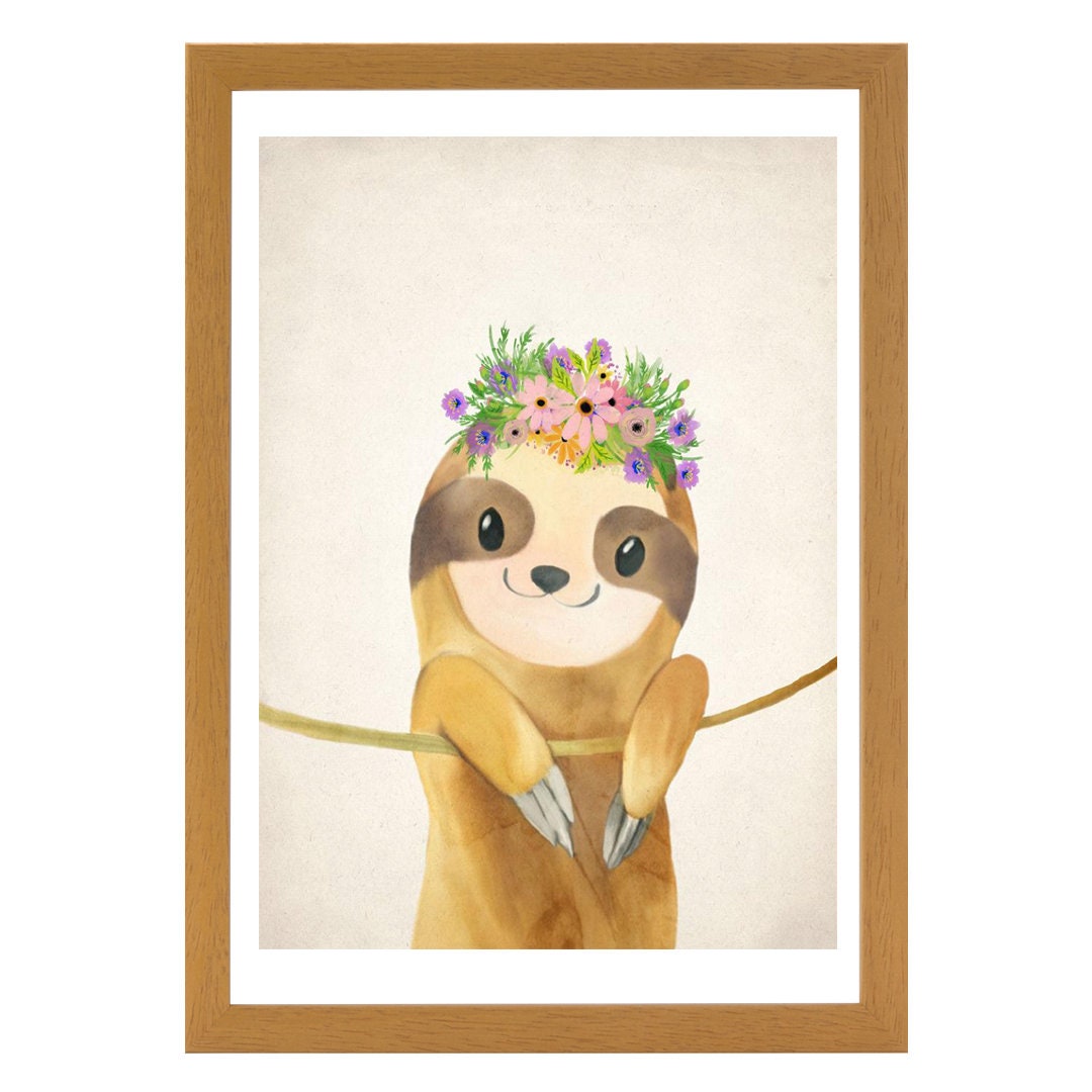 Sloth Sloth Print Floral Sloth Sloth Gifts Nursery Wall - Etsy