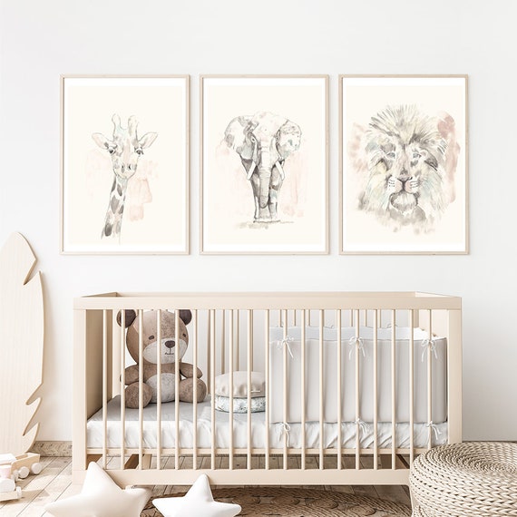 Nursery Safari Prints Set of 3 Prints for Nursery or Bedroom Etsy