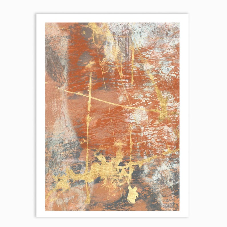 Terra Cotta Lace Orange & Gold Abstract Wall Art Print Set of Etsy