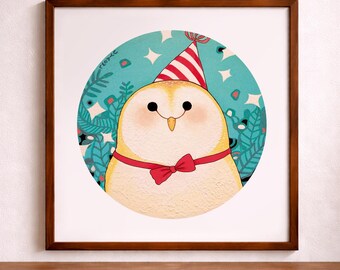 Lächelnde Eule, Geburtstag, Wandkunst, Kinderzimmer, digitaler Download