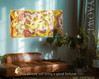 Neun Koi Fische (Gu-eo-do) – Symbolische druckbare Wandkunst für Glück, Gesundheit & Wohlstand