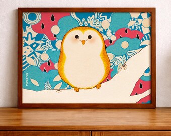 Eule Wand Kunst zum ausdrucken, süße Eule Illustration, digitaler Download