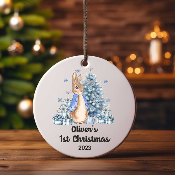 Personalised Baby's First Christmas Decoration, 1st First Christmas 2023, White Acrylic 1st Christmas Xmas Tree Decorations Acrylic