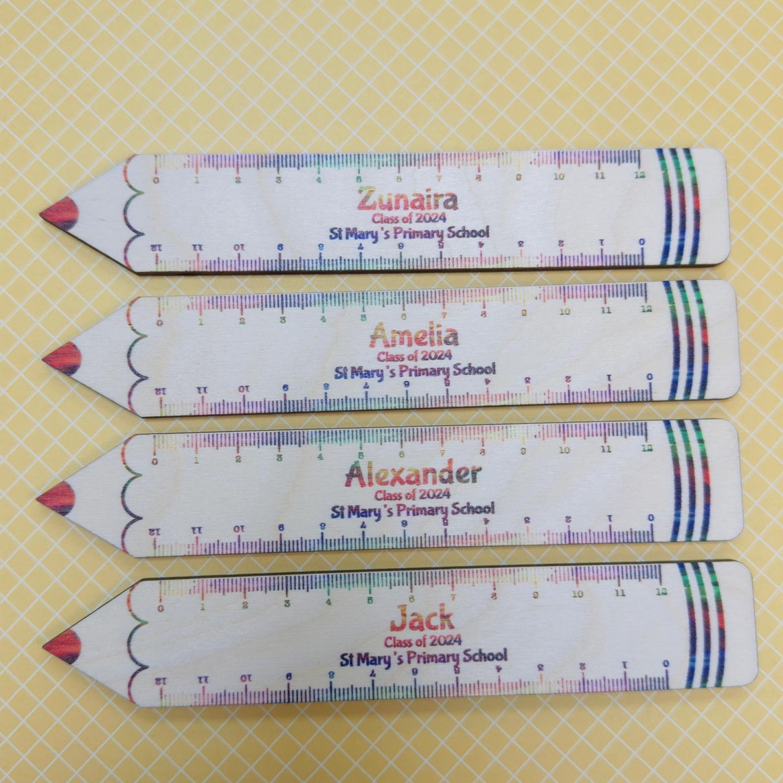 Personalised Ruler Teacher Pupil Gift Wooden - Class End of Term Favour ...