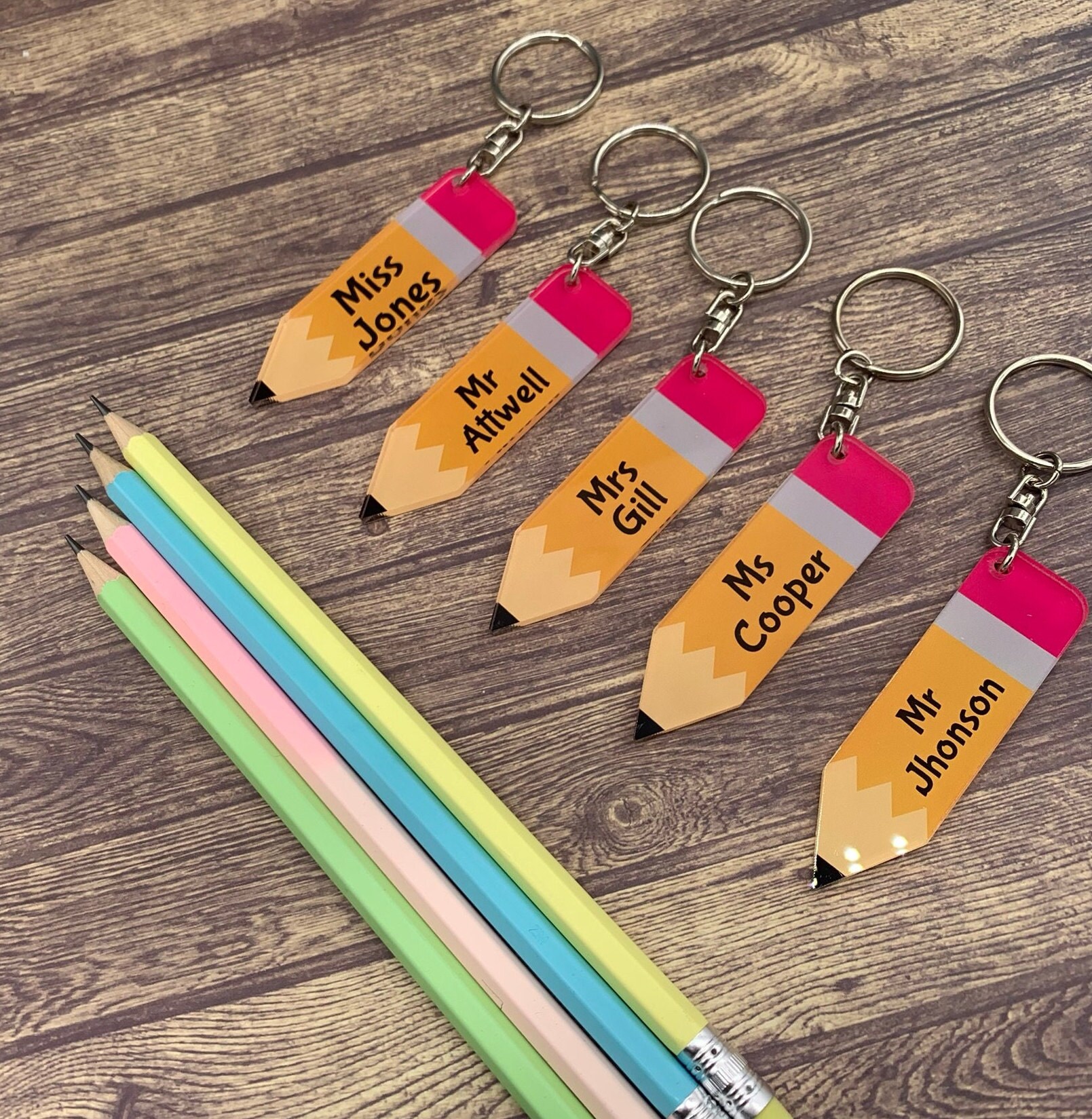 X5 Teacher Pupil Gift Pencil Keyring Class End of Term Favour - Etsy UK