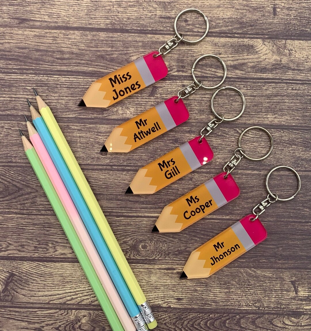 X5 Teacher Pupil Gift Pencil Keyring Class End of Term Favour ...