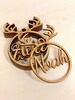 x1 Personalised Christmas Tree Decoration Baubles Wooden gift tag name Reindeer 