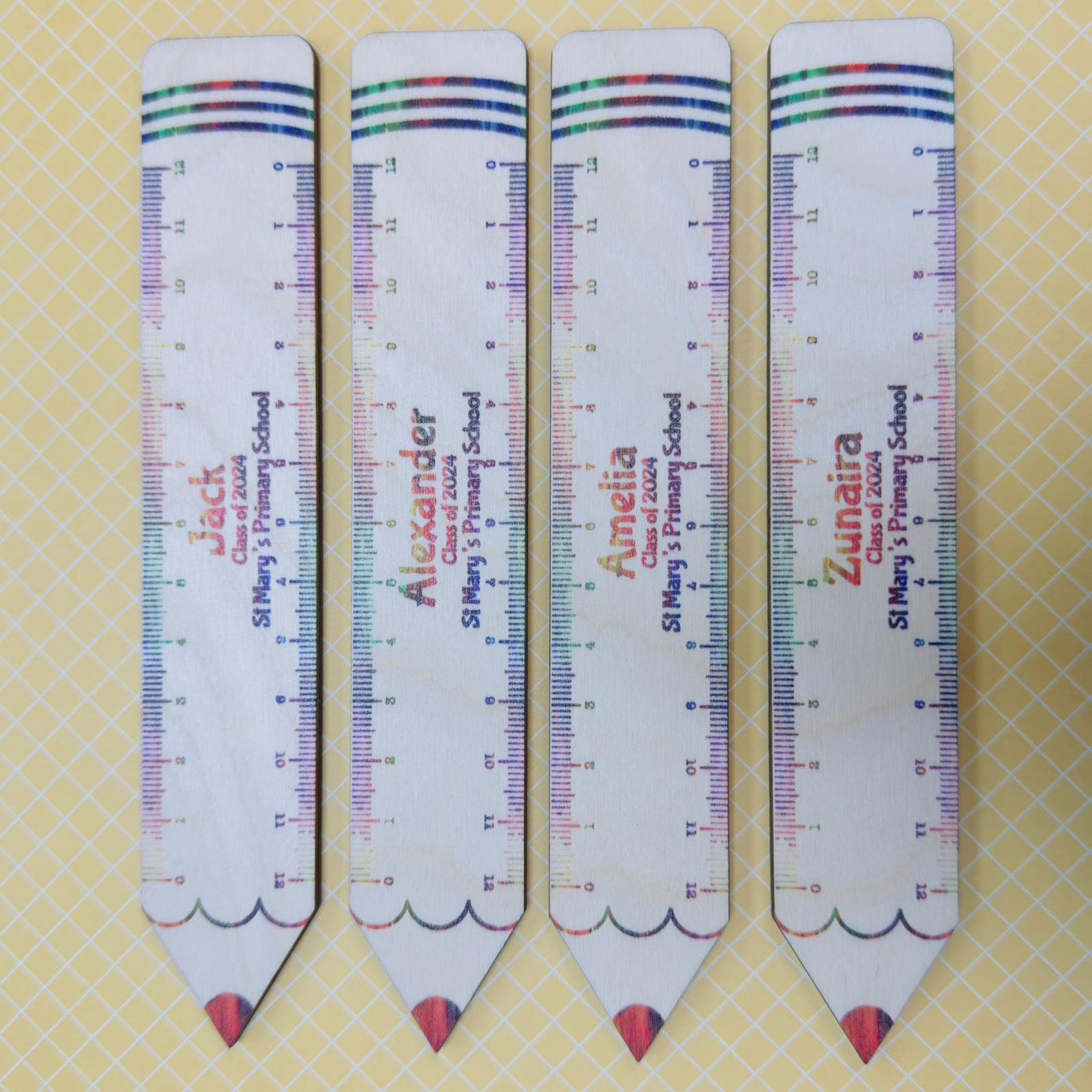 Personalised Ruler Teacher Pupil Gift Wooden - Class End of Term Favour ...
