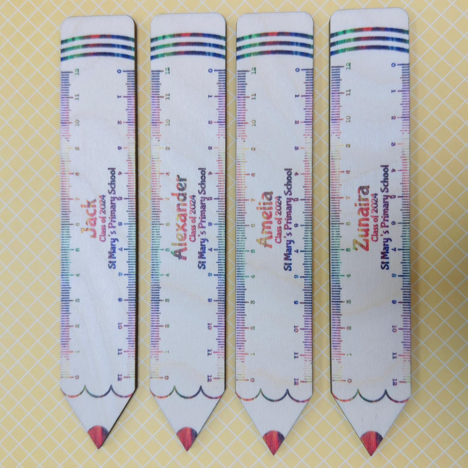 Personalised Ruler Teacher Pupil Gift Wooden - Class End of Term Favour ...