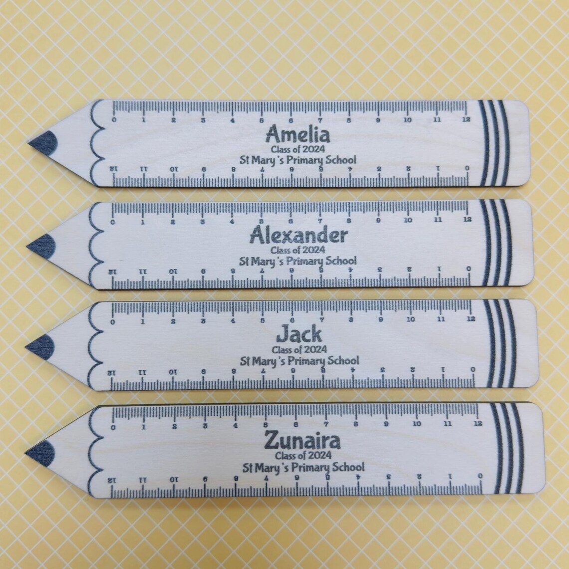 Personalised Ruler Teacher Pupil Gift Wooden - Class End of Term Favour ...