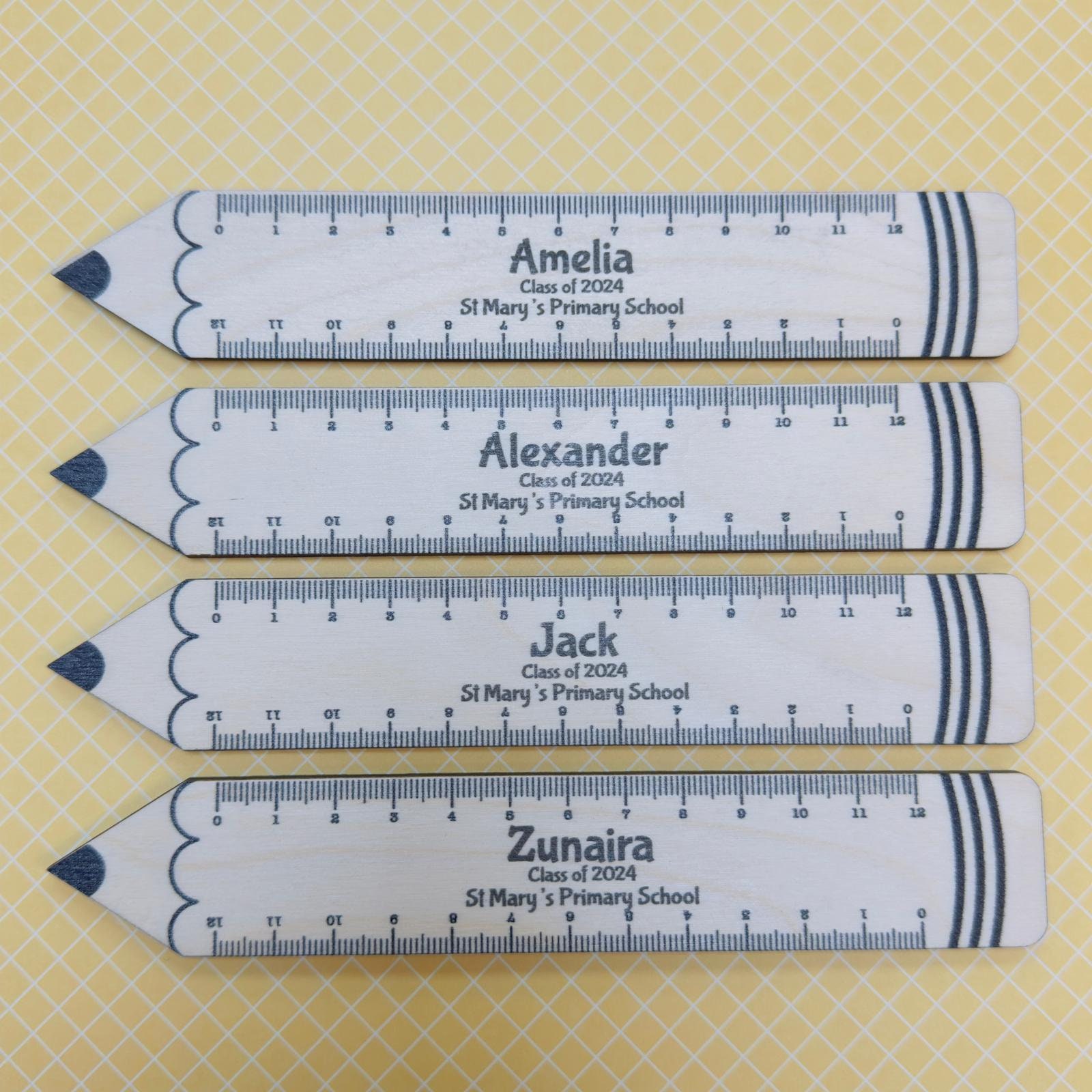 Personalised Ruler Teacher Pupil Gift Wooden - Class End of Term Favour ...