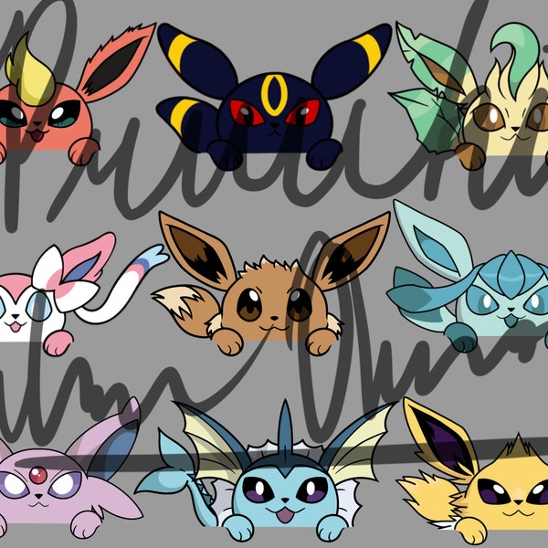 Eeveelutions Peek-A-Boo PNG & SVG Files