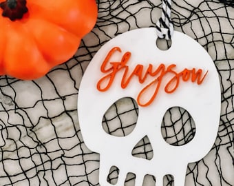 Halloween Skull and Spiderweb Tags SVG