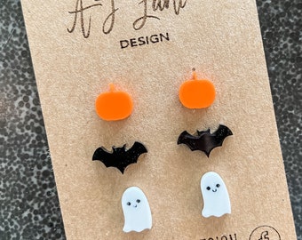 Halloween Stud Earrings + Earring Backer SVG
