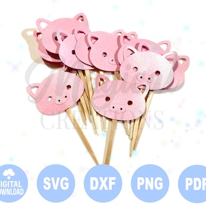 Pig Cupcake Topper svg, Piggy Cupcake Topper ,  Pig Birthday svg, Cupcake Decorations , Pig, Pig svg, Kids Party svg