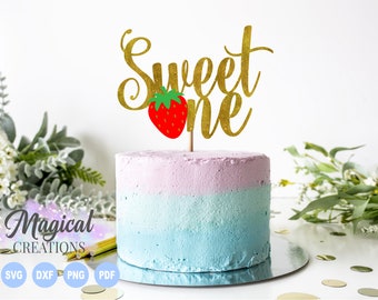 Tarta dulce de fresa Topper svg, Fresa primer cumpleaños svg, Fresa Un cumpleaños svg, Cake Topper svg, Cup Cake Toppers, Primero