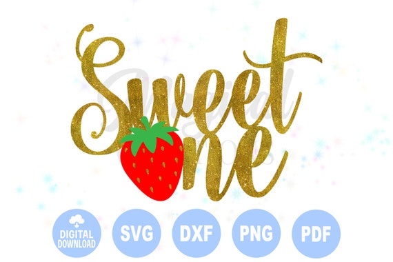 Download Strawberry Sweet One Cake Topper Svg Strawberry First Etsy