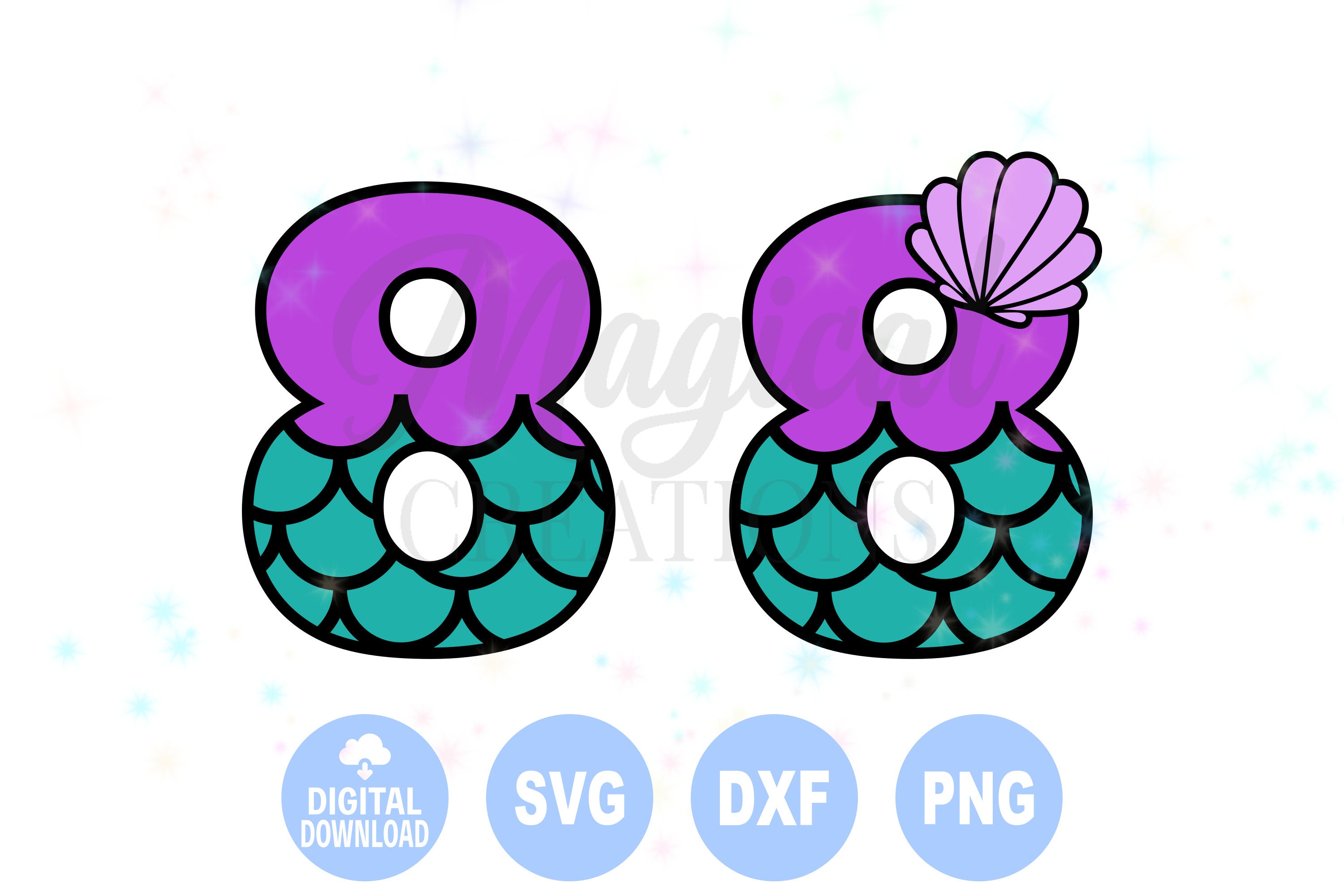 Mermaid Number 8 Svg, Mermaid Svg, Mermaid Birthday Svg