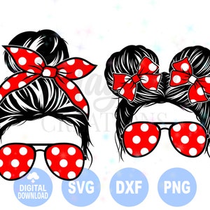 Messy Bun Mom svg, Messy Bun Girl svg, Messy Bun svg, Mom Tshirt svg, Messy Bun Polka Dot svg, Messy Bun Kids svg
