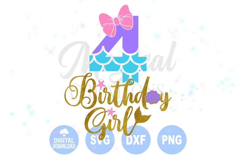 Download My 4th Birthday Mermaid svg 4th Birthday svg Mermaid | Etsy