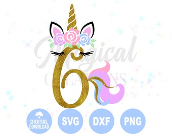 My 6th Birthday Unicorn svg , Unicorn svg, Unicorn Head svg, Unicorn Face svg, Unicorn Eyelashes, Birthday svg