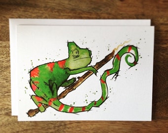 Chameleon Watercolour Greeting Card
