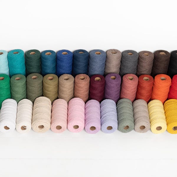 SALE! Macrame cord 3mm 328ft (109 yard)/ 35 colors/ twisted 2 strand macrame cotton cord 3mm / bulk macrame cotton rope / macrame supplies