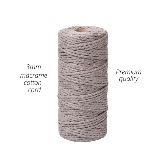 Macrame Cord 3mm Cappuccino 328ft/ Twisted 2 Strand Cotton Cord 3mm/ Beige  Macrame Rope / Coffee Macrame Cord / Cotton Yarn /macrame Diy Kit 
