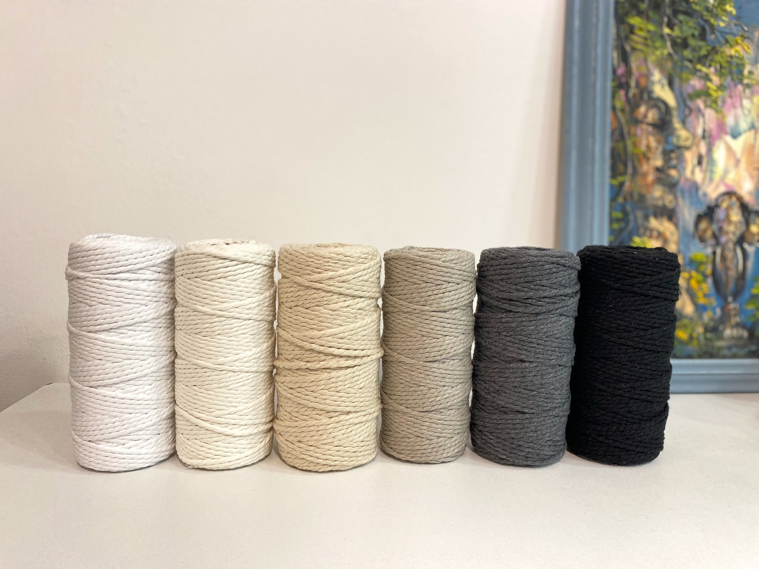 4mm 2 strand macrame cord 328 ft. / twisted cotton macrame Etsy