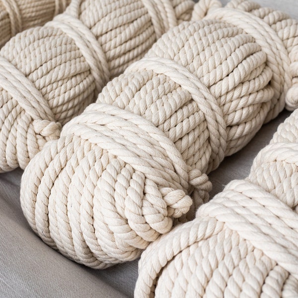 Twisted cotton rope 6/8mm 164ft (50m)/ Nautical rope/ Shibari rope/ Macrame rainbow cord / Cotton rope basket / Twisted cord / rope sandals